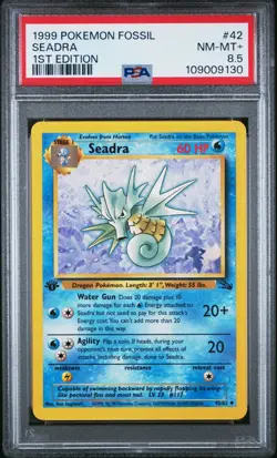 Pokemon Card Seadra 42/62 1st Edition Fossil Set 1999 PSA 8.5 NM-MT+ - Image 1