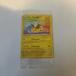 Ash’s Pikachu SM108 Non Holo Ultra Rare Promo Pokemon Card MINT Sealed Original - Image 1
