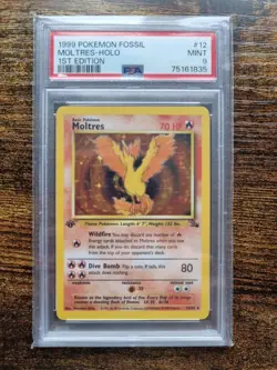 1999 POKEMON FOSSIL 1ST EDITION #12/62 MOLTRES HOLO - MINT - PSA 9 - Image 3