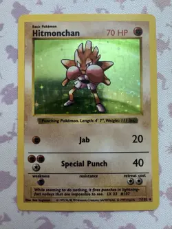 Pokemon TCG Hitmonchan Base Set Holo Shadowless Rare Card #07/102! NM! Clean!! - Image 3