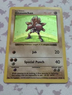 Pokemon TCG Hitmonchan Base Set Holo Shadowless Rare Card #07/102! NM! Clean!! - Image 4
