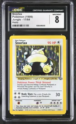 CGC 8 Snorlax 1999 Jungle 11/64 Holo Pokemon Card - Image 1