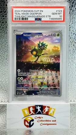 2024 Pokemon SVP EN Teal Mask Ogerpon #123 Twilight Masquerade ETB PSA 10 - Image 1