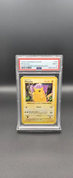 Pokemon Karte Bewertet Pikachu BS58 Base Set Shadowless PSA 9 MINT EN Yellow - Image 1