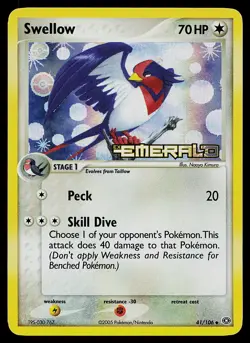 Pokemon Card - Swellow Emerald 41/106 Reverse Holo Stamped - Image 1