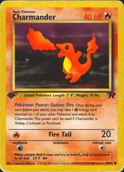 Charmander 50/82 1st Edition Team Rocket Pokemon Card HP/DMG - Image 1