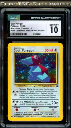 CGC 10 ⭐ Pokemon Cool Porygon 15 N64 Black Star Promo 2000 Card - Image 1