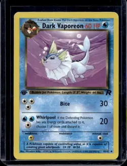 Pokemon TCG 2000 Team Rocket Set: Dark Vaporeon 45/82 1st Edition Card - Image 1