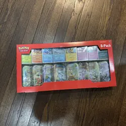 FAST SHIPPING Prismatic Evolutions Costco 8 Mini-Tin Bundle w/ Promo Cards - Image 1