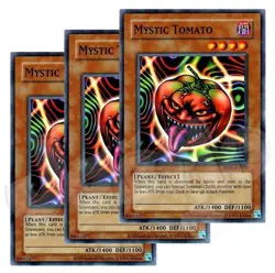 Yugioh - Mystic Tomato x 3 - NM - Plus Free Holographic Card - Image 1