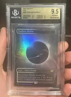 Magic the Gathering Unfinity Godless Shrine Borderless Rare Foil MTG BGS 9.5 - Image 1