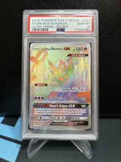 FULL ART/DAWN WINGS NECROZMA GX 2018 Pokemon Sun & Moon Ultra Prism #161 PSA 10 - Image 1