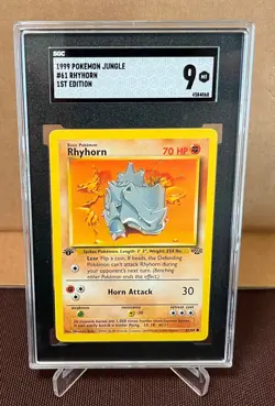 1999 Pokemon Jungle - 1st Edition #61 - Rhyhorn - SGC 9 - Image 1