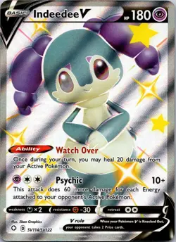 Indeedee V SV114/SV122 Shiny Holo Rare Shining Fates: Shiny Vault NM Pokemon TCG - Image 1