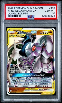 POKEMON COSMIC ECLIPSE ARCEUS DIALGA PALKIA GX 156/236 PSA 10 GEM MINT New Cert - Image 1
