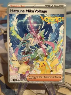Pokemon Pikachu x Hatsune Miku promo rare Waifu Doujin ACG DIY Full Art Card - Image 1