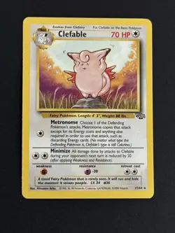 Pokemon Clefable Jungle 17/64 Unlimited Non-Holo Rare Card WOTC LP - Image 1
