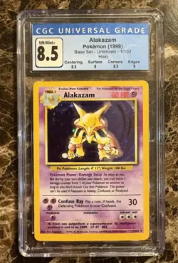 CGC 8.5 Alakazam 1999 Base Set 1/102 Holo Pokemon Card - Image 1