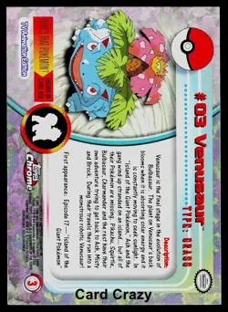 Venusaur #3 - Topps Chrome Series 1 Pokemon Card Light Play - Image 2