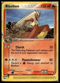Blaziken 15/109 EX Ruby and Sapphire e-Reader NonHolo Pokemon Card | Damaged - Image 1