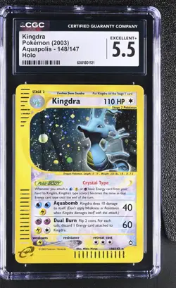 CGC 5.5 Kingdra 2003 Aquapolis 148/147 Holo Pokemon Card - Image 1