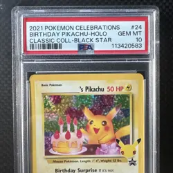 Birthday Pikachu PSA 10 Celebrations Classic Collection Pokemon Card 24 2021 - Image 3