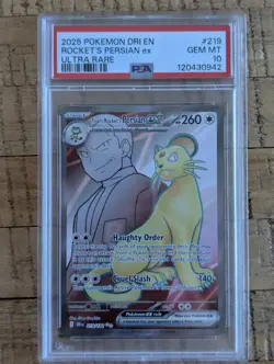 Team Rocket’s Persian Ex 219/182 Destined Rivals Full Art Pokemon TCG PSA 10 - Image 1