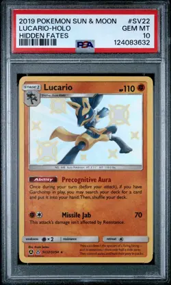 PSA 10 LUCARIO SV22/SV94 HOLO SHINY HIDDEN FATES POKEMON ✨ - Image 1
