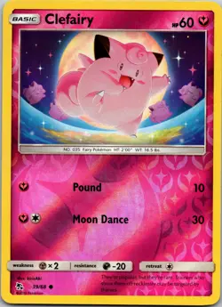 Clefairy (39) 39/68 Hidden Fates Reverse Holo Pokemon TCG NM / LP - Image 1