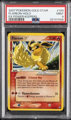 2007 POKEMON EX POWER KEEPERS GOLD STAR #100 FLAREON-HOLO PSA 9 - Image 1