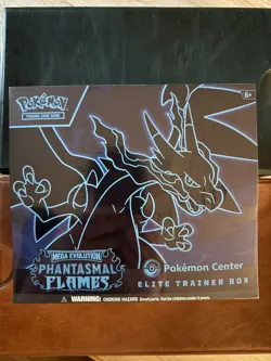 POKEMON TCG PHANTASMAL FLAMES POKEMON CENTER EXCLUSIVE ELITE TRAINER BOX IN HAND - Image 1