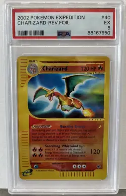 2002 Pokemon Expedition #40 Charizard - Reverse Foil PSA 5 EX - Image 1