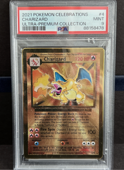 Pokemon 2021 Charizard #4 Gold Metal Ultra Premium Collection Celebrations PSA 9 - Image 1