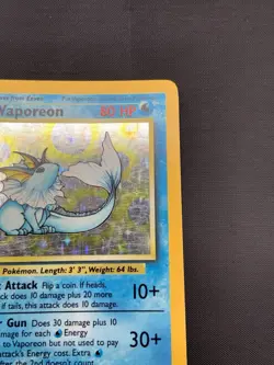 Pokemon TCG Vaporeon Holo Rare Card 12/64 Jungle No Symbol Error - MP - Image 3