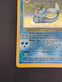 Pokemon TCG Vaporeon Holo Rare Card 12/64 Jungle No Symbol Error - MP - Image 4