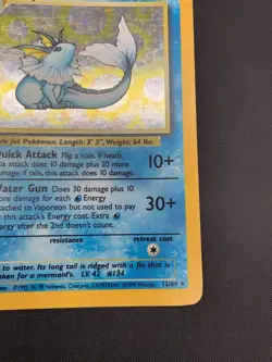 Pokemon TCG Vaporeon Holo Rare Card 12/64 Jungle No Symbol Error - MP - Image 5