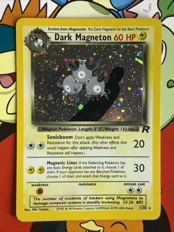 Pokemon Dark Magneton TCG Holo Rare Card 11/82 Unlimited LP/NM Swirl - Image 1