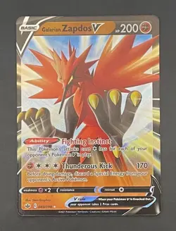 Pokemon Card Galarian Zapdos V 080/198 Chilling Reign - Near Mint - Image 1