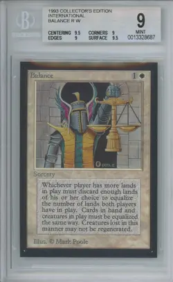 BALANCE Collectors Ed Intl Rare BGS 9 Q++ MTG [Nostalgium] - Image 1
