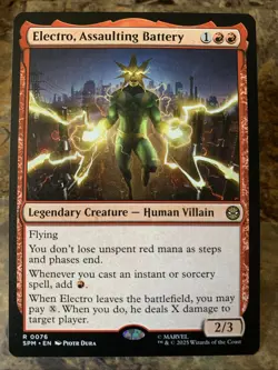 MTG TCG SpiderMan Electro, Assaulting Battery 0076 Regular Rare - Image 1