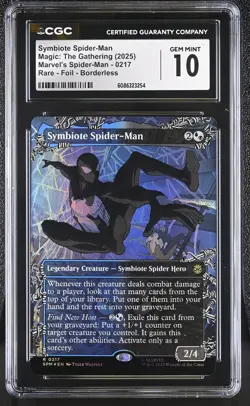 SYMBIOTE SPIDER-MAN Marvel's Spider-Man Borderless Foil Rare CGC 10 MTG - Image 1