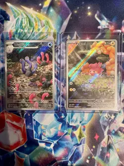 🔥Paldean Fates Wugtrio 224/091 & Pawmi 226/091 Illustrator Rares Pokemon NM 🔥 - Image 1