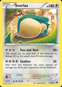 Pokemon Snorlax (77/132) Fates Collide LP REVERSE HOLO - Image 1