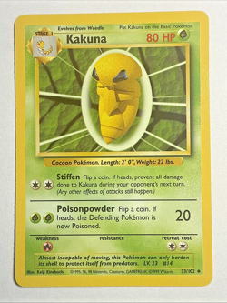 Base Set - LP - Kakuna 33/102 Pokemon Vintage WOTC English (US Seller) - Image 1