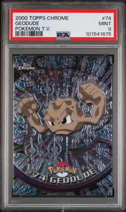 2000 TOPPS CHROME POKEMON T.V. #74 GEODUDE PSA 9 MINT - Image 1
