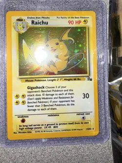 Pokemon TCG Raichu Fossil Holo Rare Card 14/62 Unlimited - Image 1