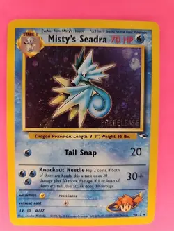 Misty's Seadra Prerelease Gym Holo Pokemon Card Base WOTC - Image 2