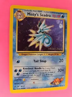Misty's Seadra Prerelease Gym Holo Pokemon Card Base WOTC - Image 4