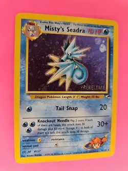 Misty's Seadra Prerelease Gym Holo Pokemon Card Base WOTC - Image 5