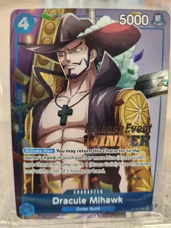 One Piece TCG Dracule Mihawk P-081 P Foil Card Winner Release Event English - Image 1